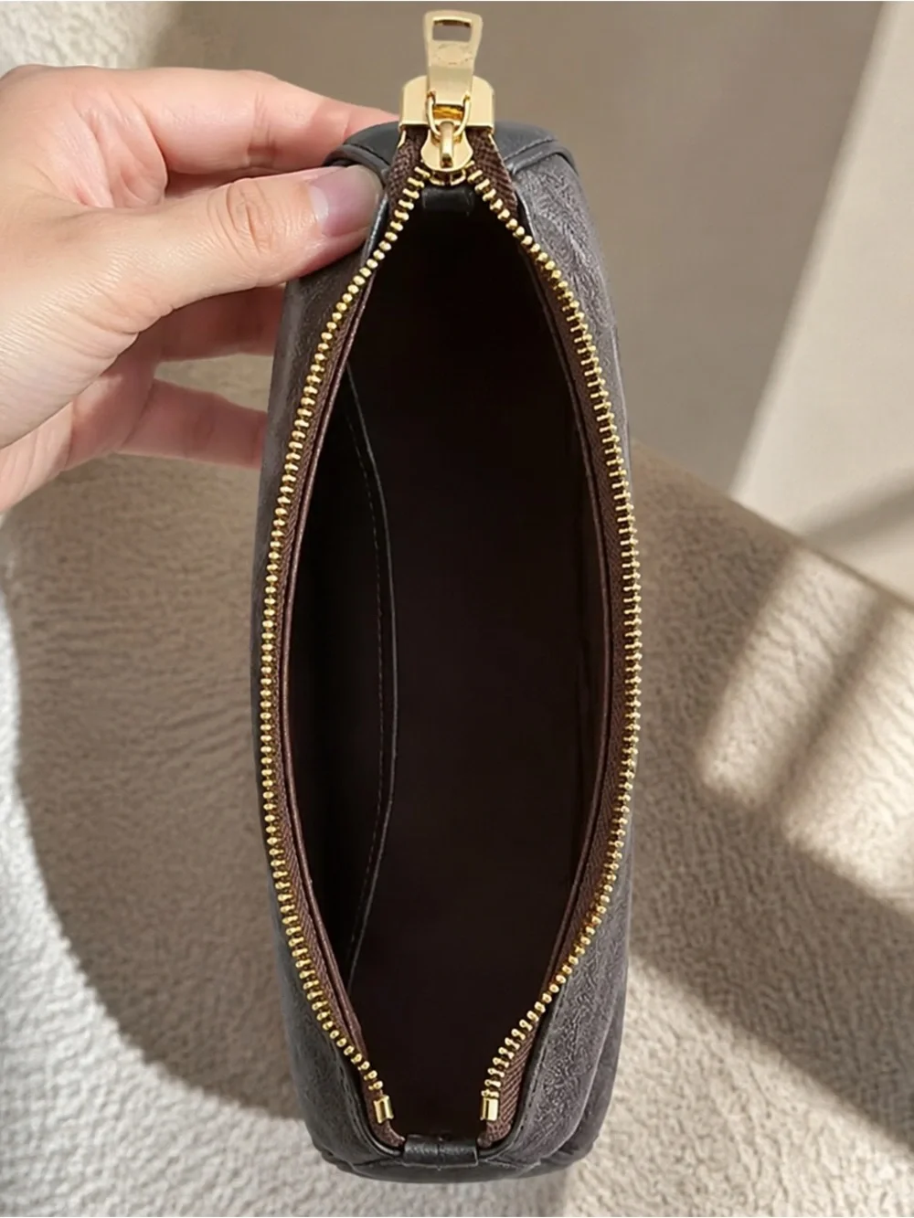 Coach Black Pebbled Leather Shoulder Bag with Gold Chain Strap